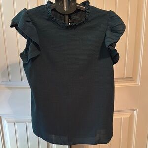 SHEIN Black Ruffled Flutter Sleeve Blouse